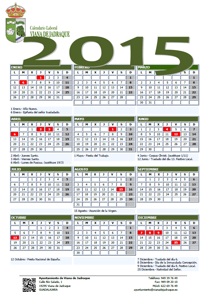 Calendario Laboral 2015 de Viana de Jadraque